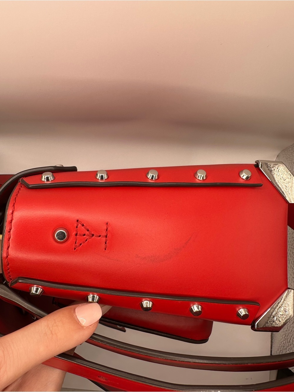 Michael Kors Red Leather Structured Satchel with Silver Hardware - Picture 10 of 11